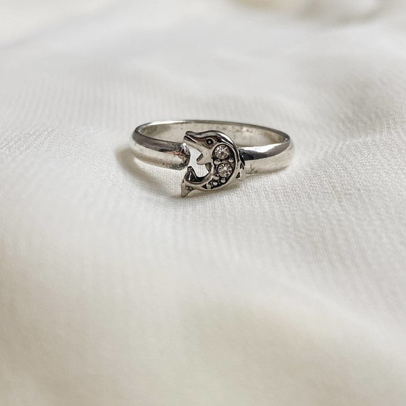 VTG Silver Dolphin CZ Diamond Ring - Picture 5 of 10